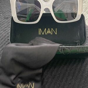 NWOT,  RARE, IMAN white/ clear luxury sunglasses with case!